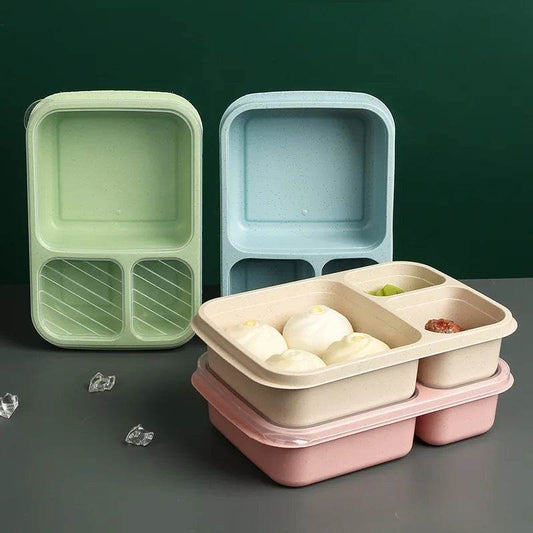 Wheat Straw Lunch Box Divided Into Compartments Insulated Lunch Box With Lid Square Lunch Box Portable Lunch Box - AIAZ