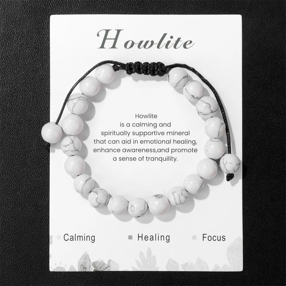 New Natural Stone Amethysts Bracelet with Card 8mm Pink Quartz Fluorite Beads Bracelet Adjustable for Women Men Couple Jewelry