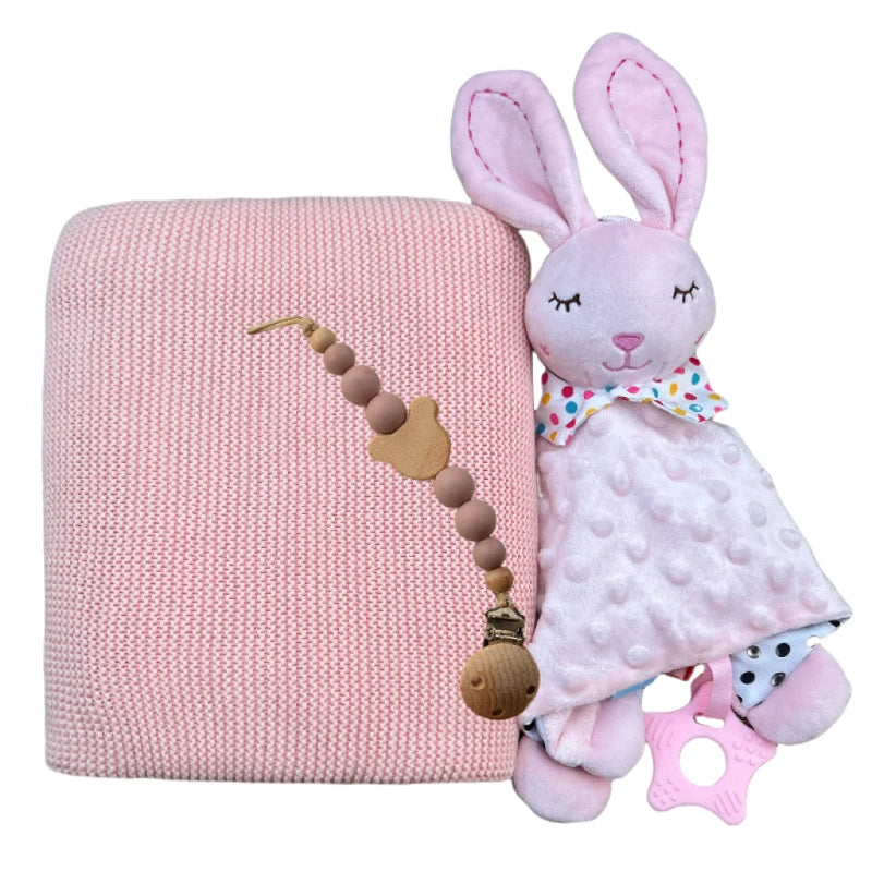Personalized Name Baby Knitted Blanket Set Infant Cotton Blanket with Soft Comforter Toy&Percifer Baby Shower Gifts Bith Gift