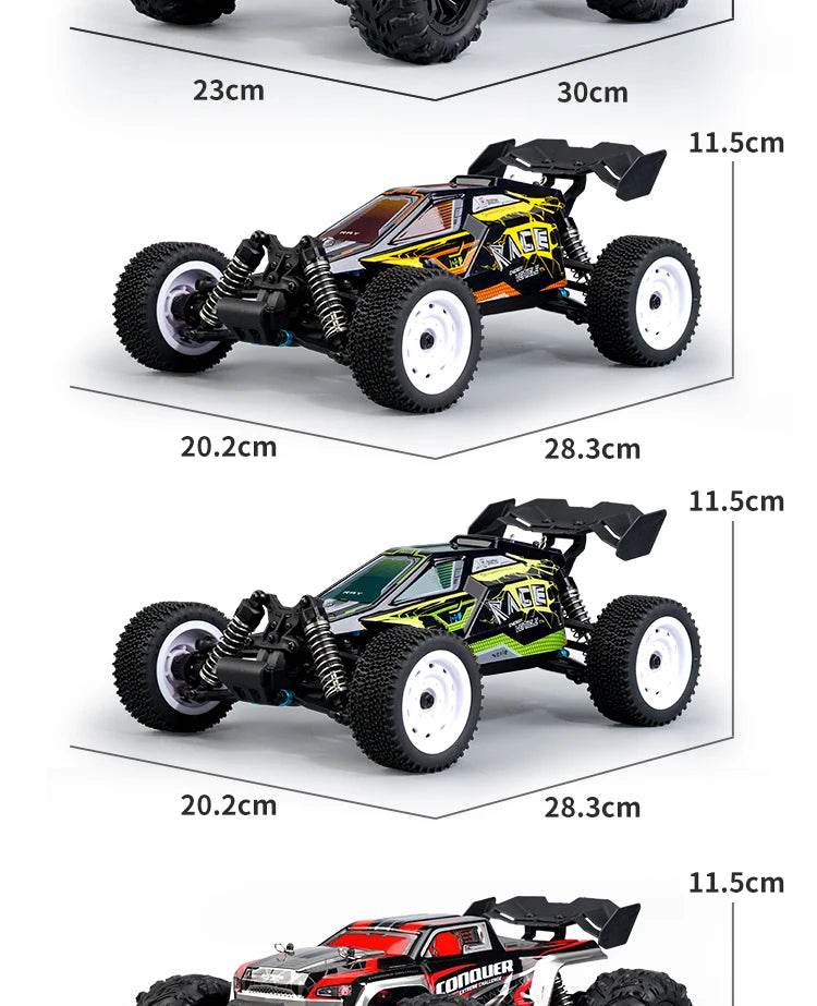 1:16 4WD RC Car 70KM/H Or 50KM/H With LED Remote Control Cars High Speed Drift Monster 4x4 Truck for Kids vs Wltoys 144001 Toys - AIAZ