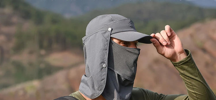 Summer Quick Drying Baseball Caps For Men Women Anti UV Sun Hat Breathable Hiking Fishing Hat Male Outdoor Detachable Shawl Hats