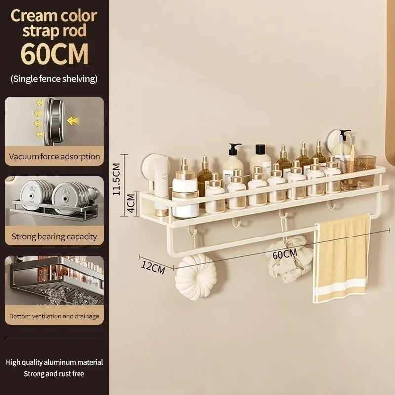 No Need To Drill Suction Cup Bathroom Storage Rack, Wall-mounted Oganizing Rack Cosmetic Storage Rack, Kitchen Storage Rack