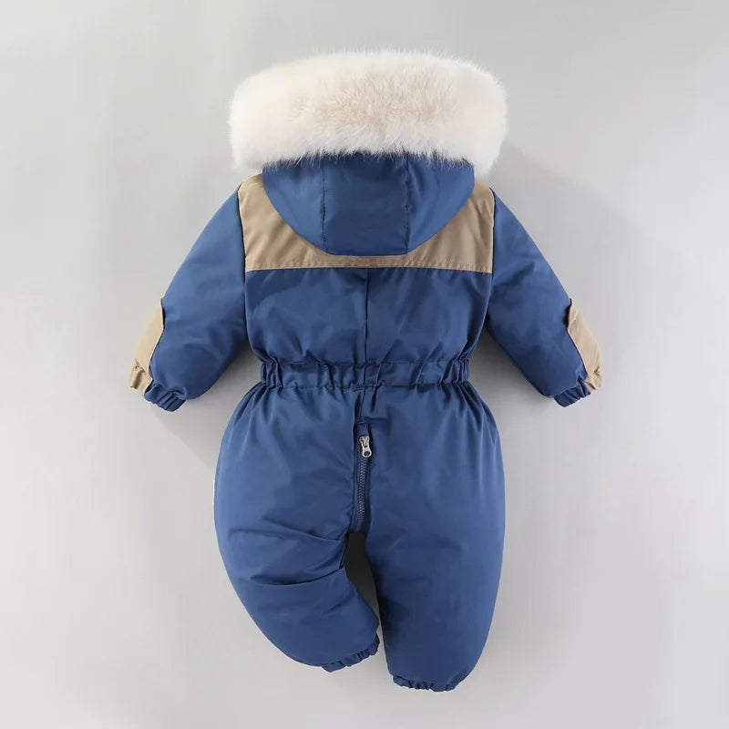 Winter Children Ski Suit Thicken Waterproof Baby Jumpsuit Warm Baby Girl Snow Wear Plus Velvet Infant Clothes Boys Coat 1-5 Year