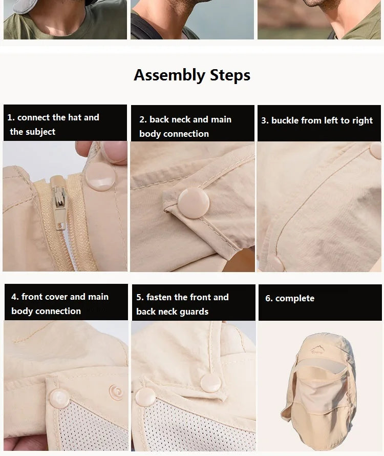 Summer Quick Drying Baseball Caps For Men Women Anti UV Sun Hat Breathable Hiking Fishing Hat Male Outdoor Detachable Shawl Hats