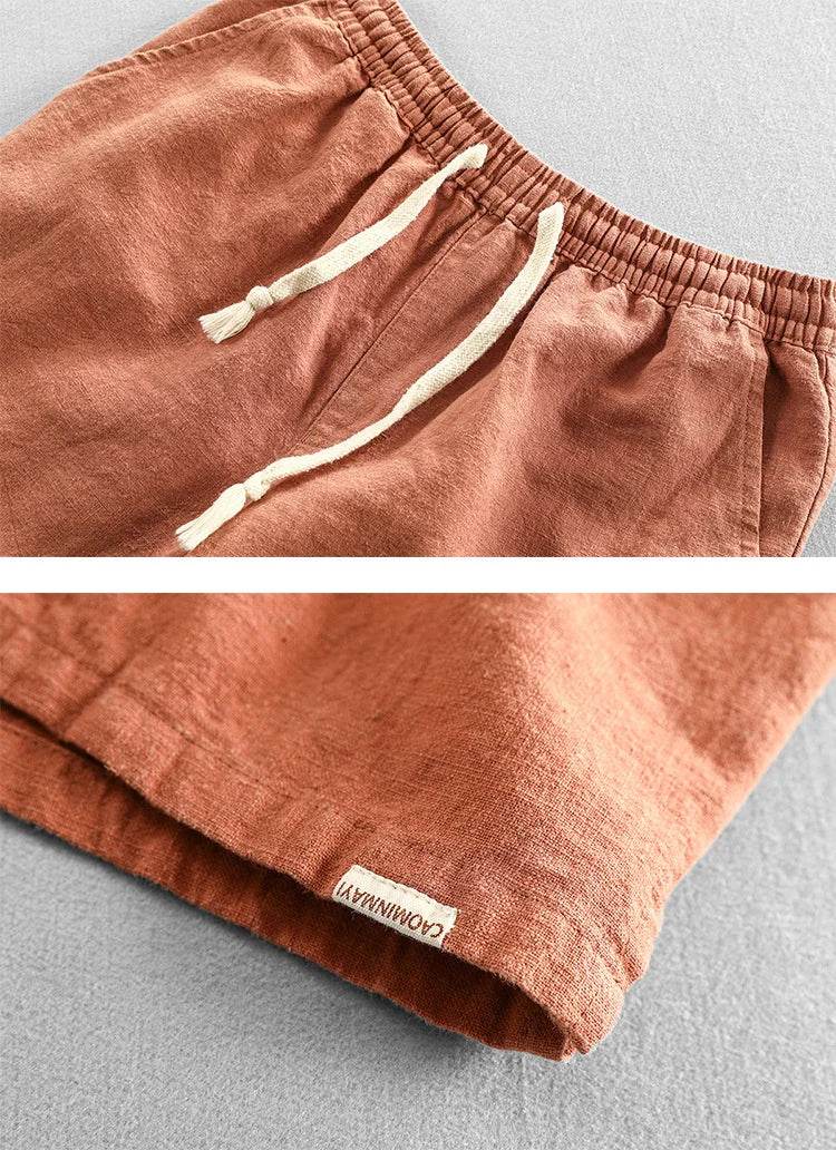 Men Summer Cotton Linen Shorts Japan Candy Color Beach Holiday Home Male Simple Casual Slim Fit Harajuku Soft Thin Shorts Pants - AIAZ