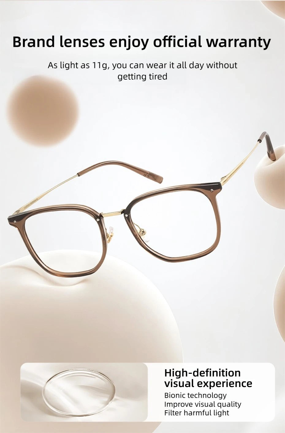 CAPONI Prescription Glasses Women Myopia Retro Light Weight Computer Anti Blue Light Glasses Photochromic Eyes Glasses PJ34022