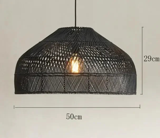 Japanese Style Wooden Woven Handmade Pendant Lights Restaurant Bedroom Study Room Chandelier Pastoral Rattan Tatami Chandeliers