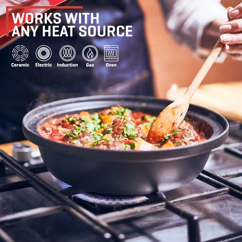 Cast Iron Tagine 2 Quart Moroccan Enameled Cast Iron Tagine With Enameled Cast Iron Base And Ceramic Cone-Shaped Lid Dutch Oven