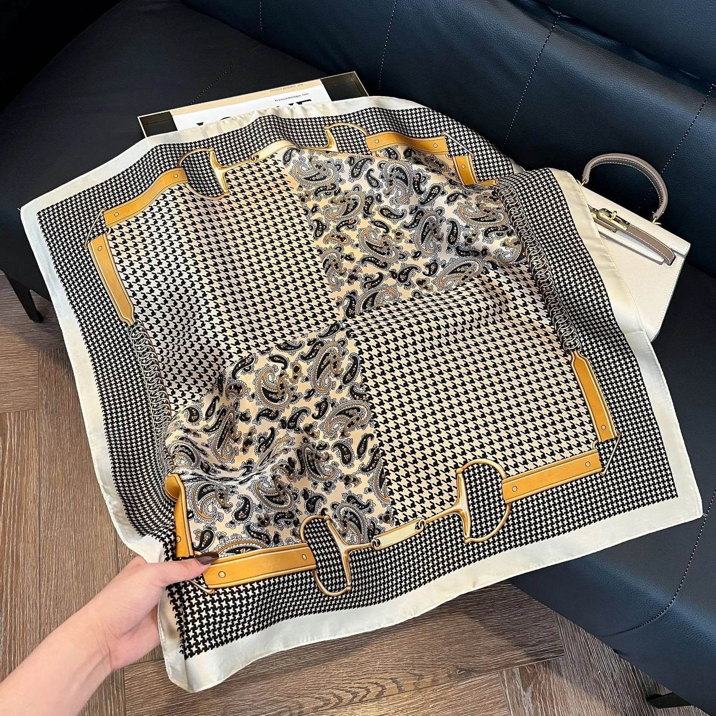 2024 New Leopard Print Square Scarf Women's Imitation Silk Scarf Casual Versatile Decoration Small Neck Scarf 70CMx70CM - AIAZ