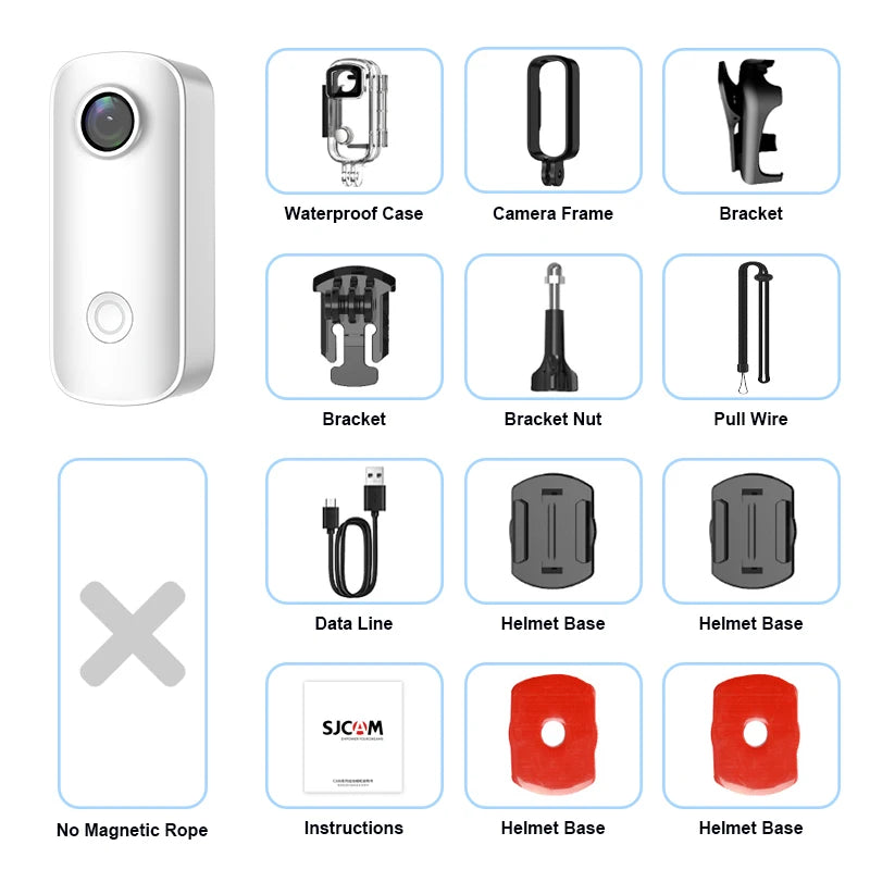 SJCAM C100 Plus Action Cam 4K Electronic Image Stabilization 2.4G WiFi 30M Waterproof With Case Sport Camera Black White