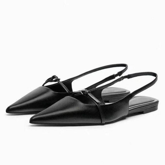 Summer New Women's Flat Bottom Slingback Sandals Woman Leopard Pointed End Mules 2025 Fashion Leather Pu Low-heel Beach Shoes - AIAZ