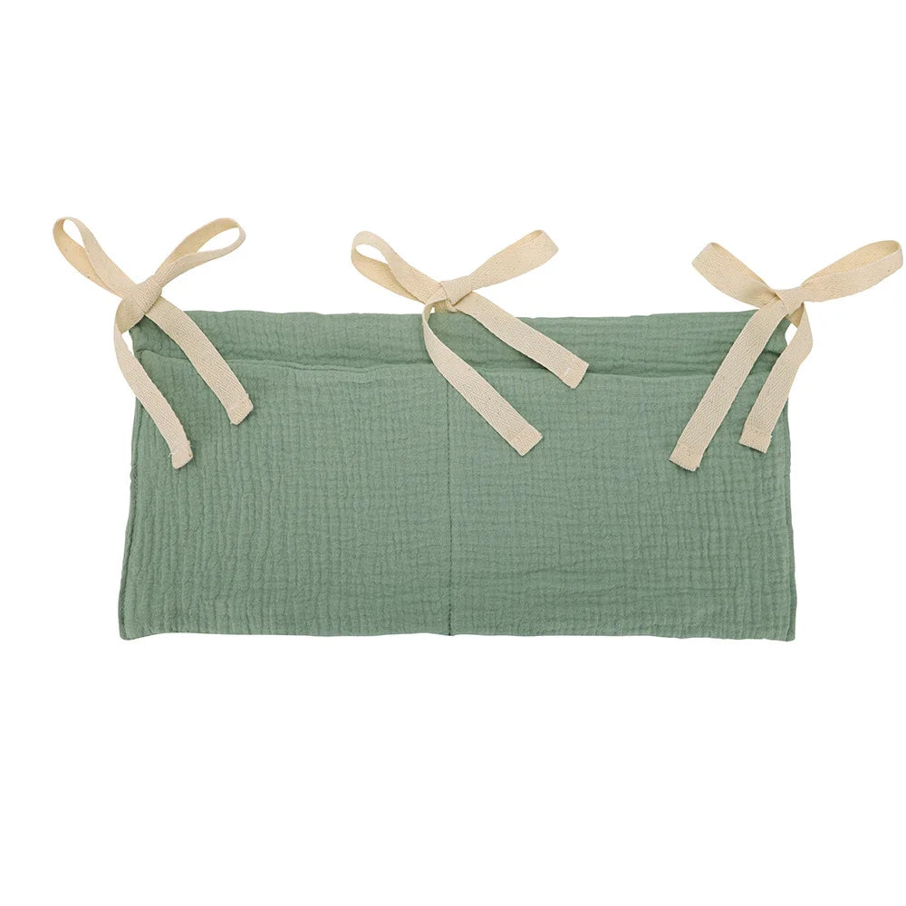 Baby Crib Organizer Cot Caddy Bed Storage Bag 2 Pockets Bedside Hanging Diaper Nursery Organizer for Diapers Toys Clothing