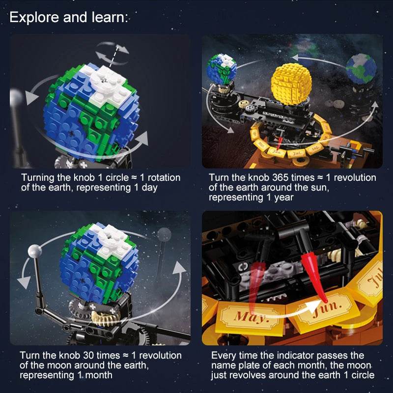 Cada 865PCS City Solar System Earth and Sun Clock Building Blocks Science Experiment Education Bricks Toys Boys Gifts - AIAZ