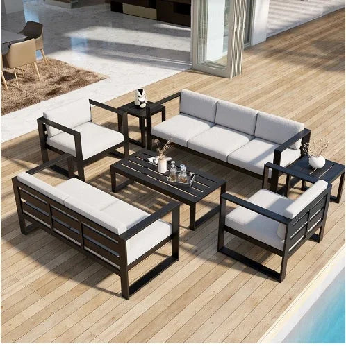 Aluminum Alloy Garden Sofas Waterproof Sunscreen Outdoor Furniture Home Courtyard Balcony Garden Sofa Coffee Table Combination L
