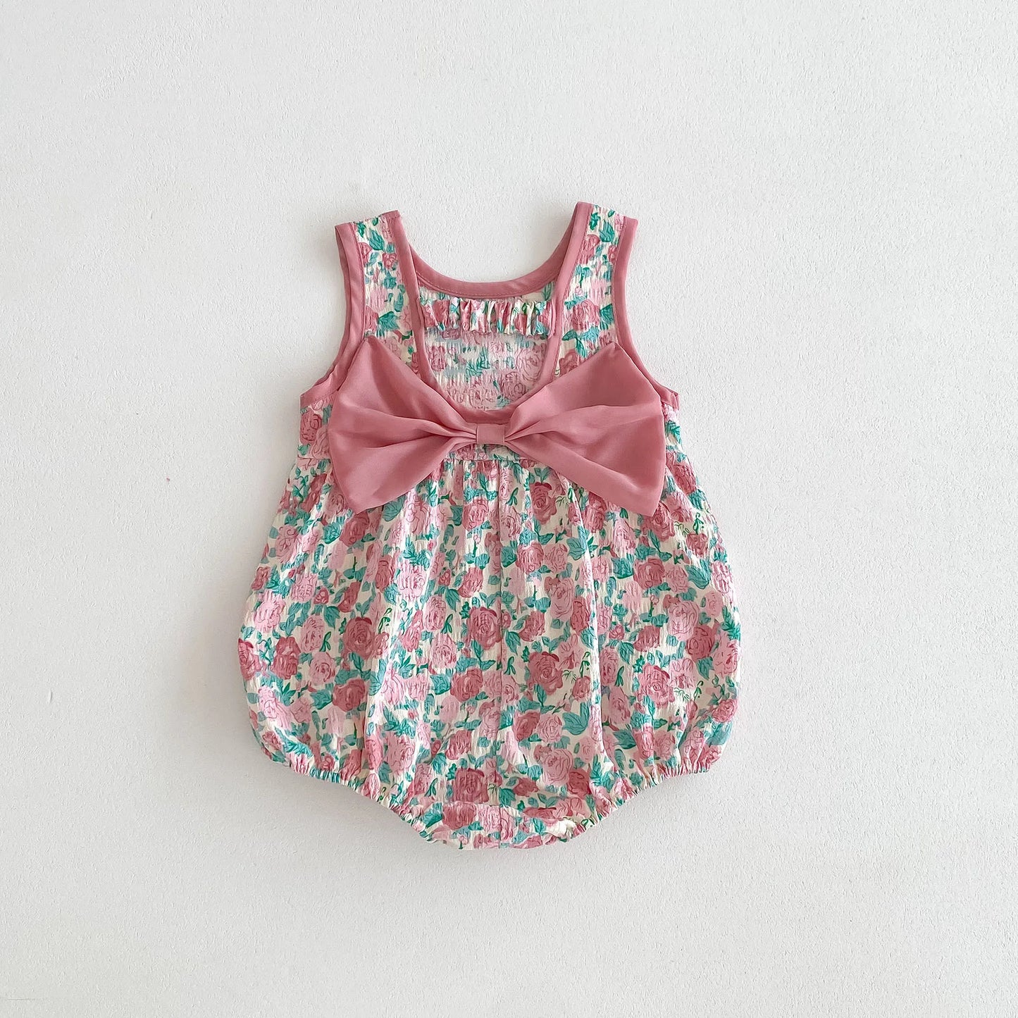 2025 Summer Girls Bodysuits Full Of Cherry Print Toddler One Piece Sweet Flying Sleeve Girls Clothes