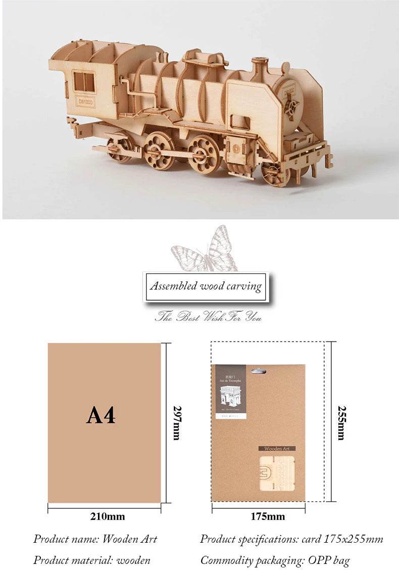 Diy 3d wooden puzzle for Assembly Puzzle Laser Cutting Sailing Ship Biplane Steam Locomotive Train Toy diy Kit for adults Child - AIAZ