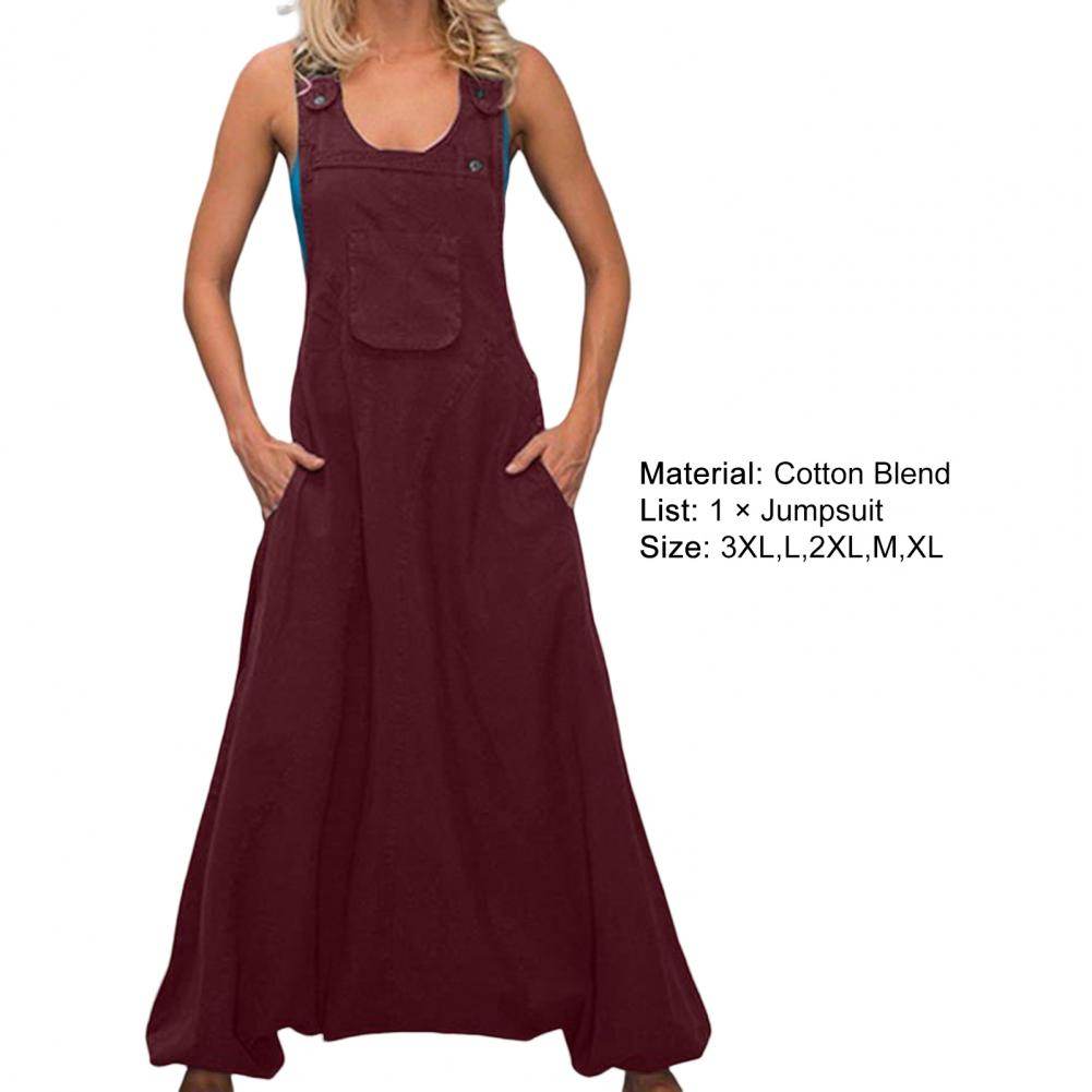 Women Summer Loose Thin Jumpsuits Harem Pants Wide Leg Pants Sleeveless Pockets Bib Jumpsuit Siamese Trousers Large Size S-5XL - AIAZ