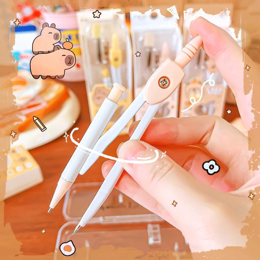 school caliper School supplies Study geometria school compass drawing tool cute capybara professional compass children - AIAZ