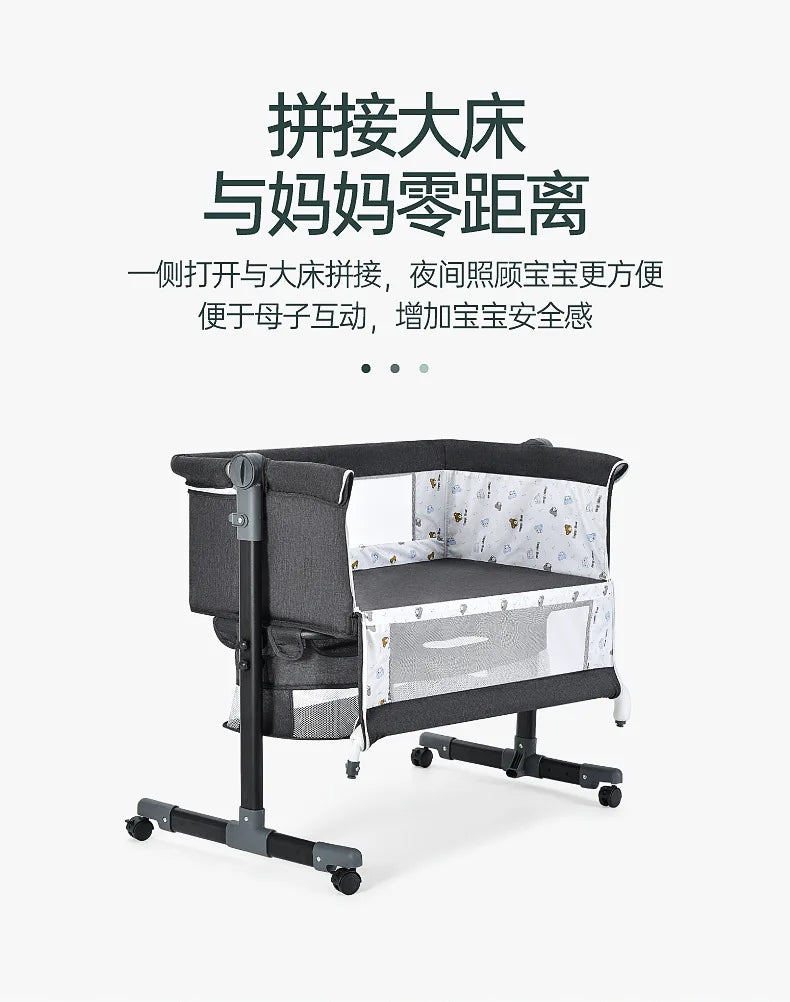 Crib Newborn Bed Splicing Big Bed Baby Crib Multi-functional Mobile Foldable