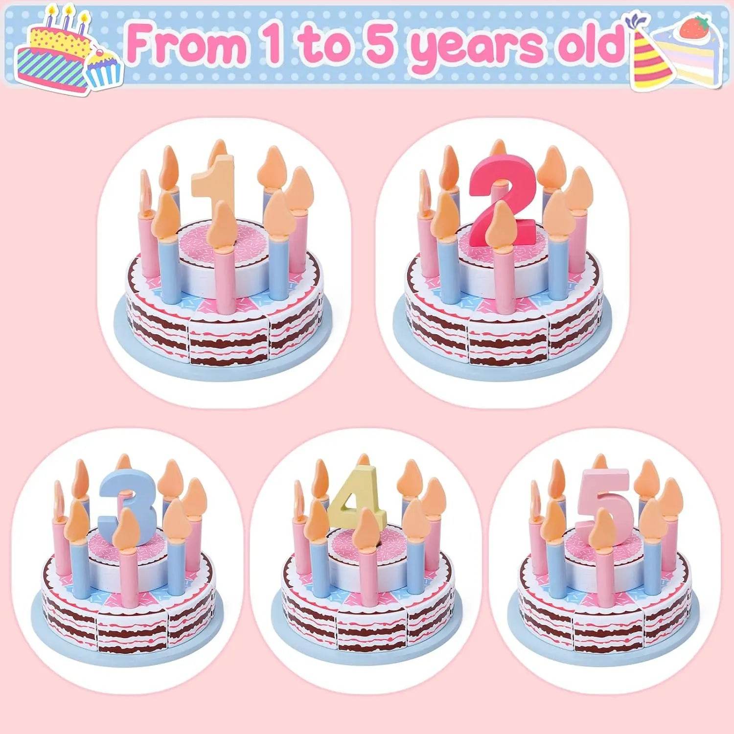Wooden Kids Kitchen Toys Simulation Birthday Cake Toy Pretend Play Cutting Food Game Children Role Play Toy Gifts for Boy Girl - AIAZ
