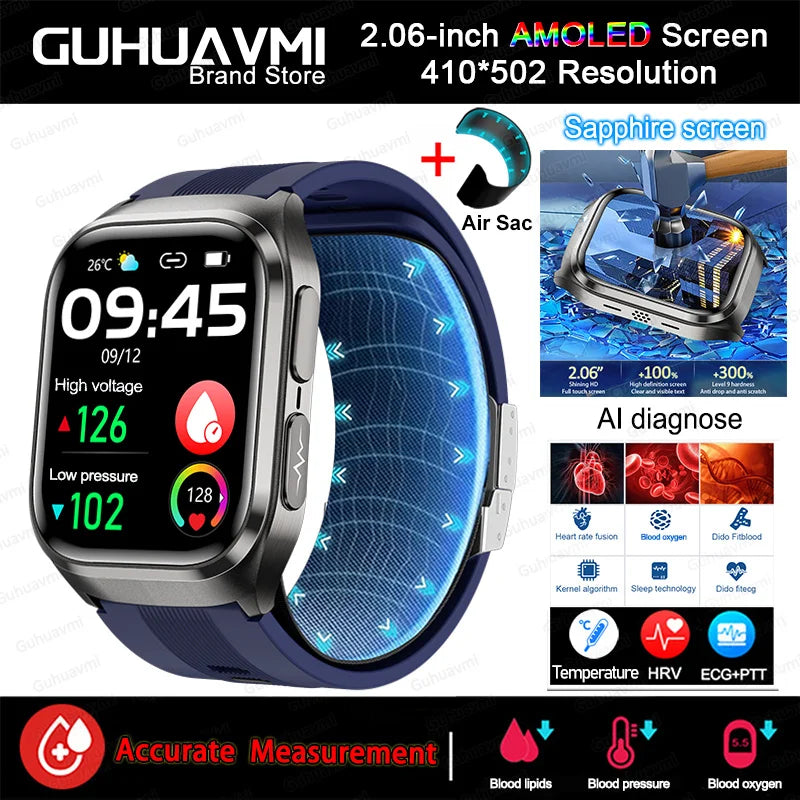 2025 New For HUAWEI Air Bag Smart Watch Men Blood Fat ECG+PPG Blood Pressure Broadcast NFC HD BT Call Health Smart Watch Woman