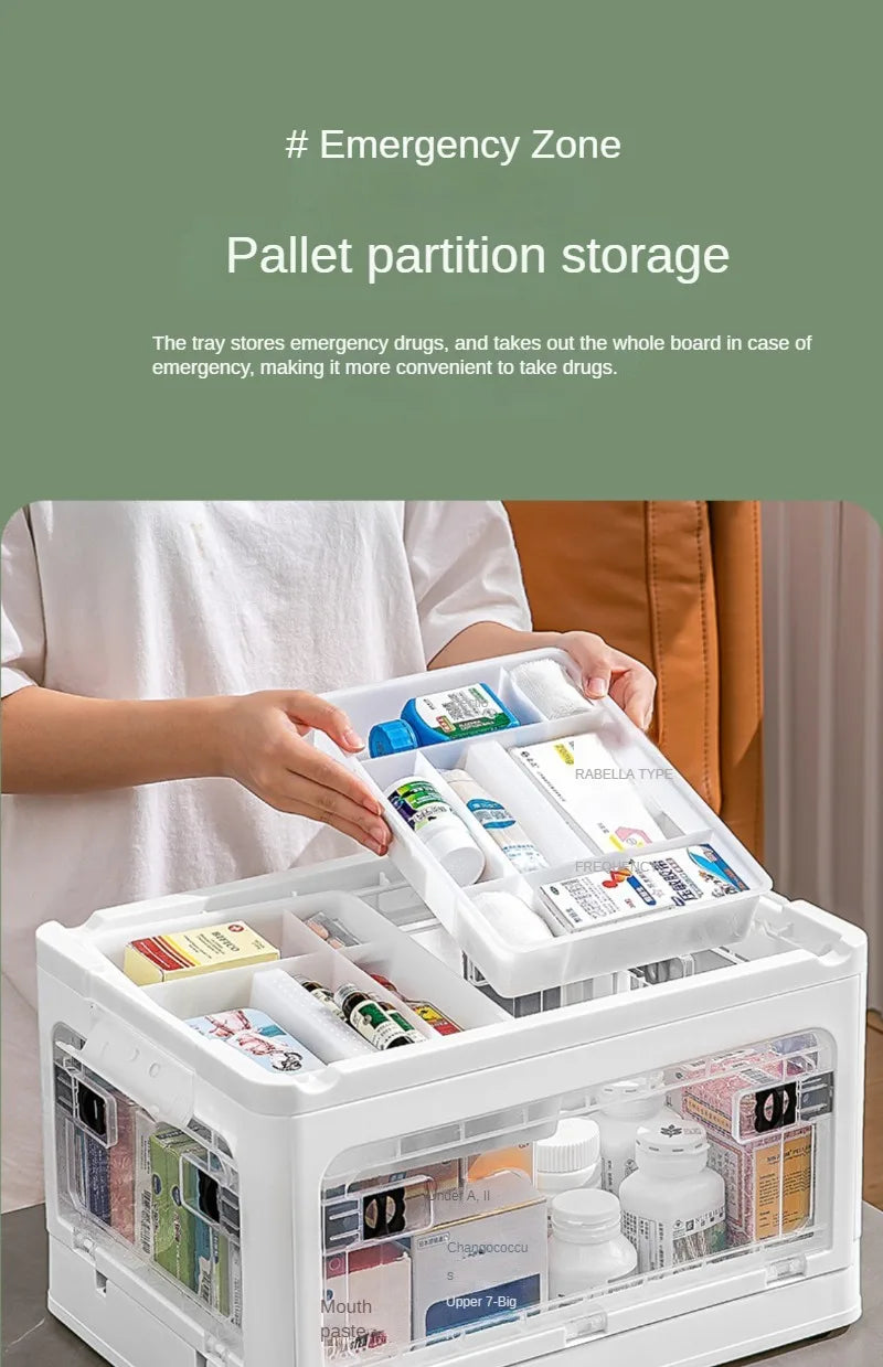 Medicine  Large Capacity Household Storage Box Transparent Emergency Medicine Box Foldable Multi-functional Sorting Box