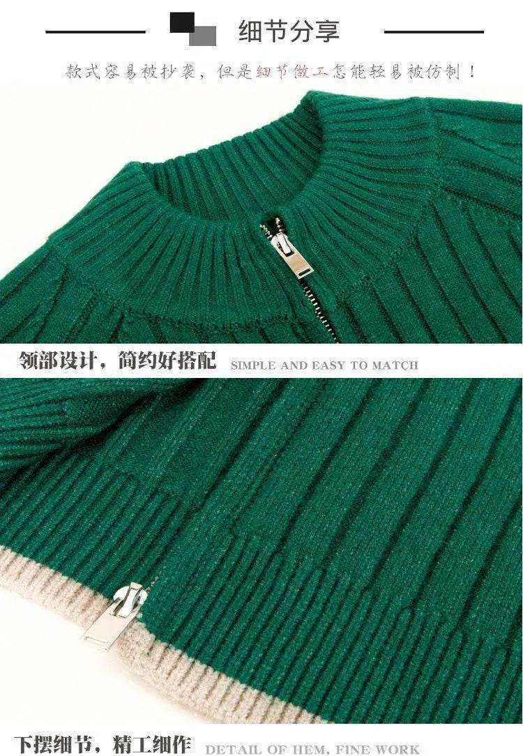 Knitted Cardigan Women's Coat 2025 Autumn Winter New Long sleeved Casual Zipper Sweaters Outwear Female Short Knitt Jacket - AIAZ