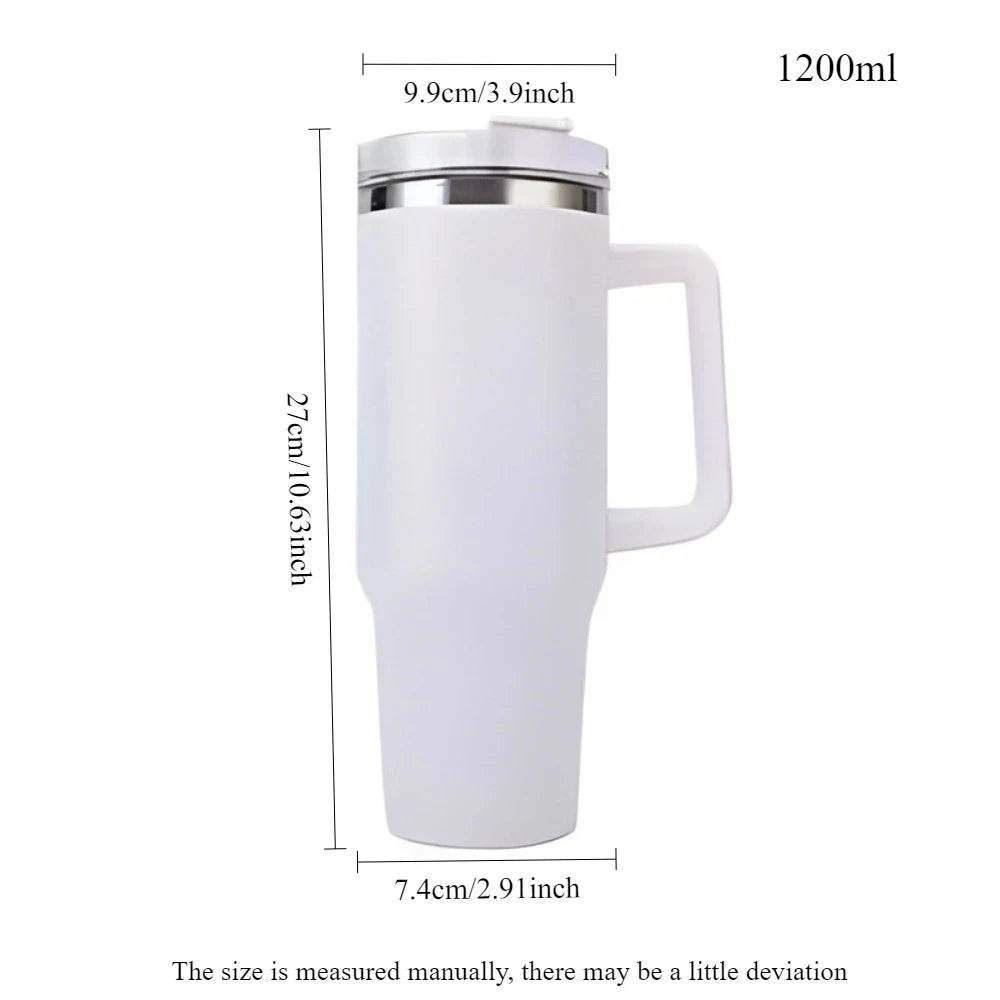 Water Bottle with Handle and Straw 40 Oz Water Bottle Keeps Water Cold for Longer Stainless Steel Bottle Insulated Mug - AIAZ