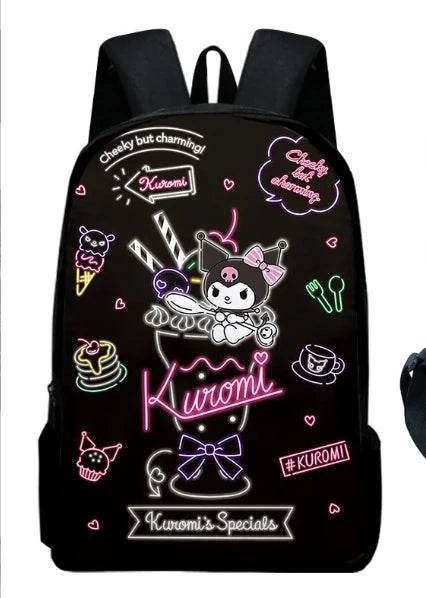 Sanrio Kuromi Backpack Sanrio Backpack Pencil Bag Student School Bag Primary and Middle kawaii Cartoon School Bag Mochila - AIAZ