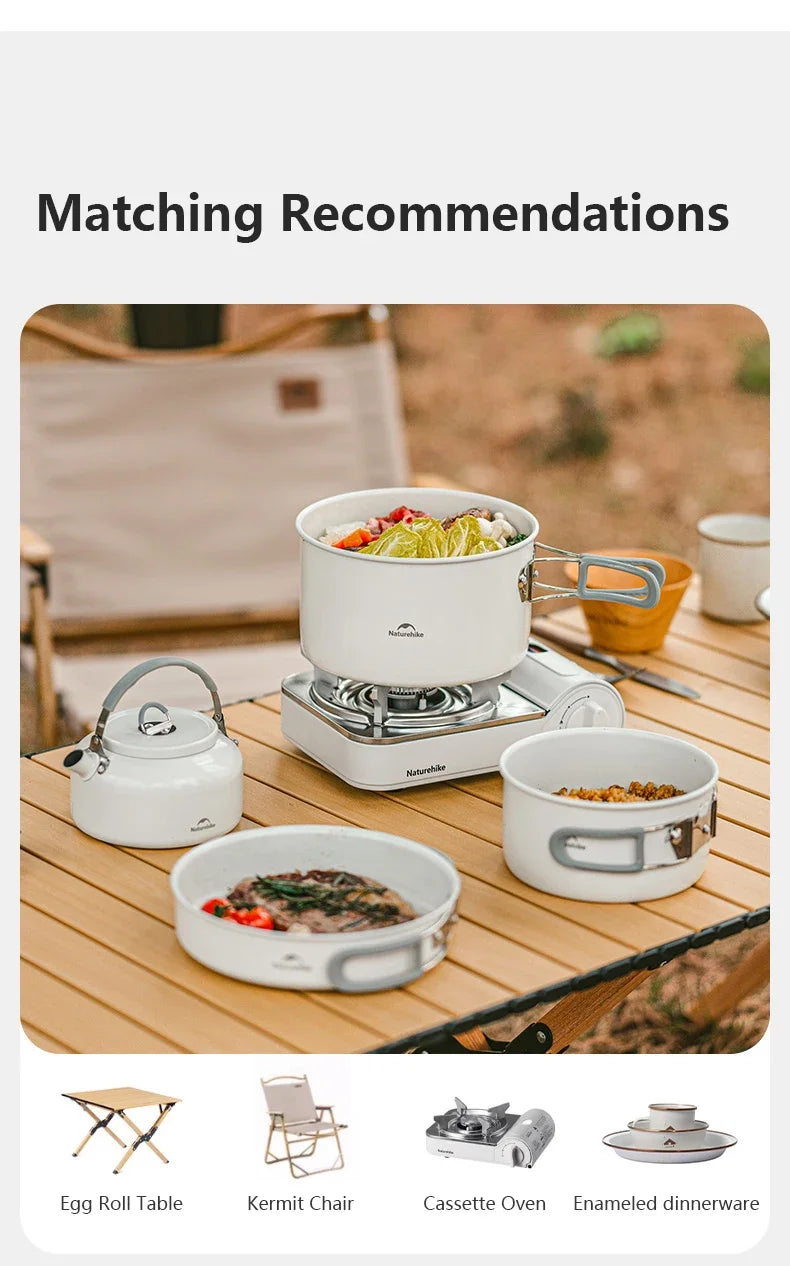 Naturehike Camping Cookware Ceramic Non-Stick Set Of Pots Outdoor Portable Tableware Kettle Frying Pan Cookset Kitchen Utensils