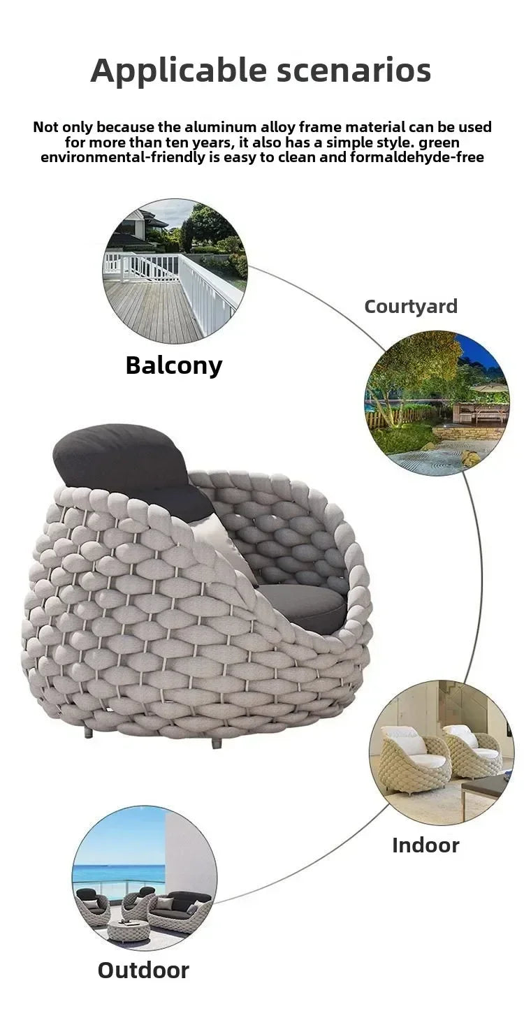 Outdoor Rattan Sofa Courtyard Combination Double Chair Leisure Terrace Villa Living Room Balcony Outdoor Seat Furniture Home