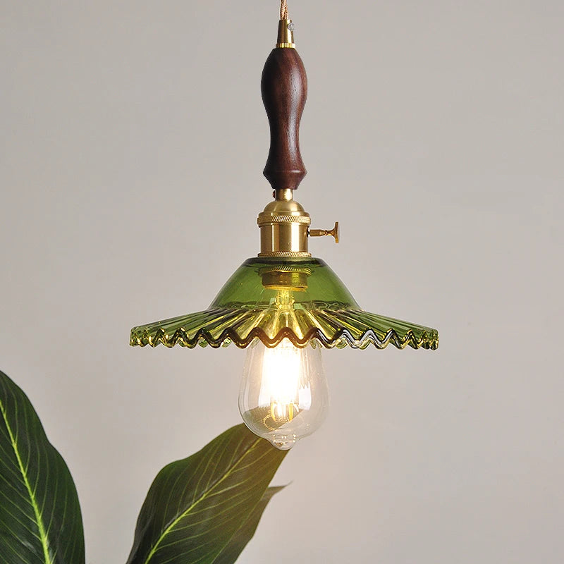 IWHD Nordic Modern LED Pendant Lights Coffee Living Room Balcony Green Glass Copper Knob Switch Hanging Light Fixture Luminaira