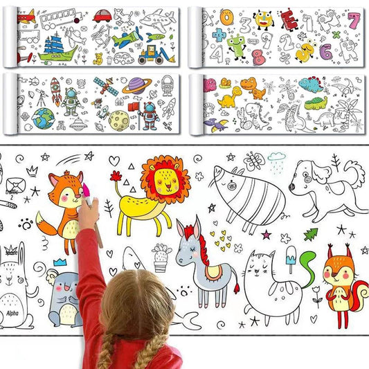 90cm Animal Children's Drawing Roll DIY Coloring Paper Roll Color Filling Graffiti Paper-cut for Kids Painting Educational Toys - AIAZ