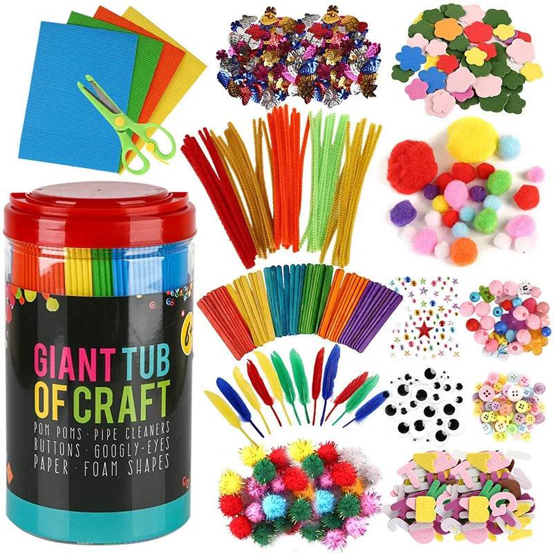 Arts and Crafts Supplies for Kids DIY Crafting School Kindergarten Homeschool Supplies Arts Set Toys for Children - AIAZ