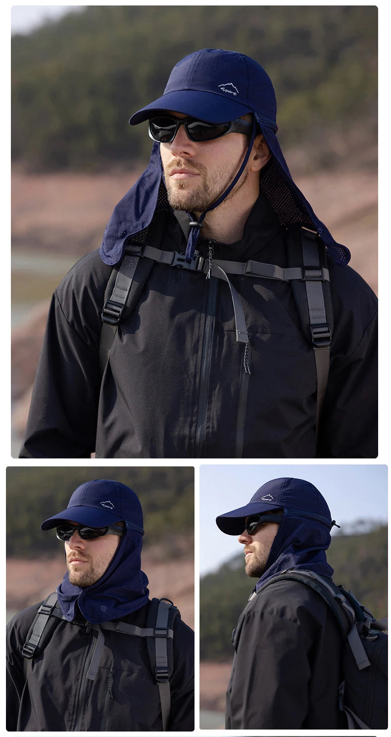 Summer Quick Drying Baseball Caps For Men Women Anti UV Sun Hat Breathable Hiking Fishing Hat Male Outdoor Detachable Shawl Hats