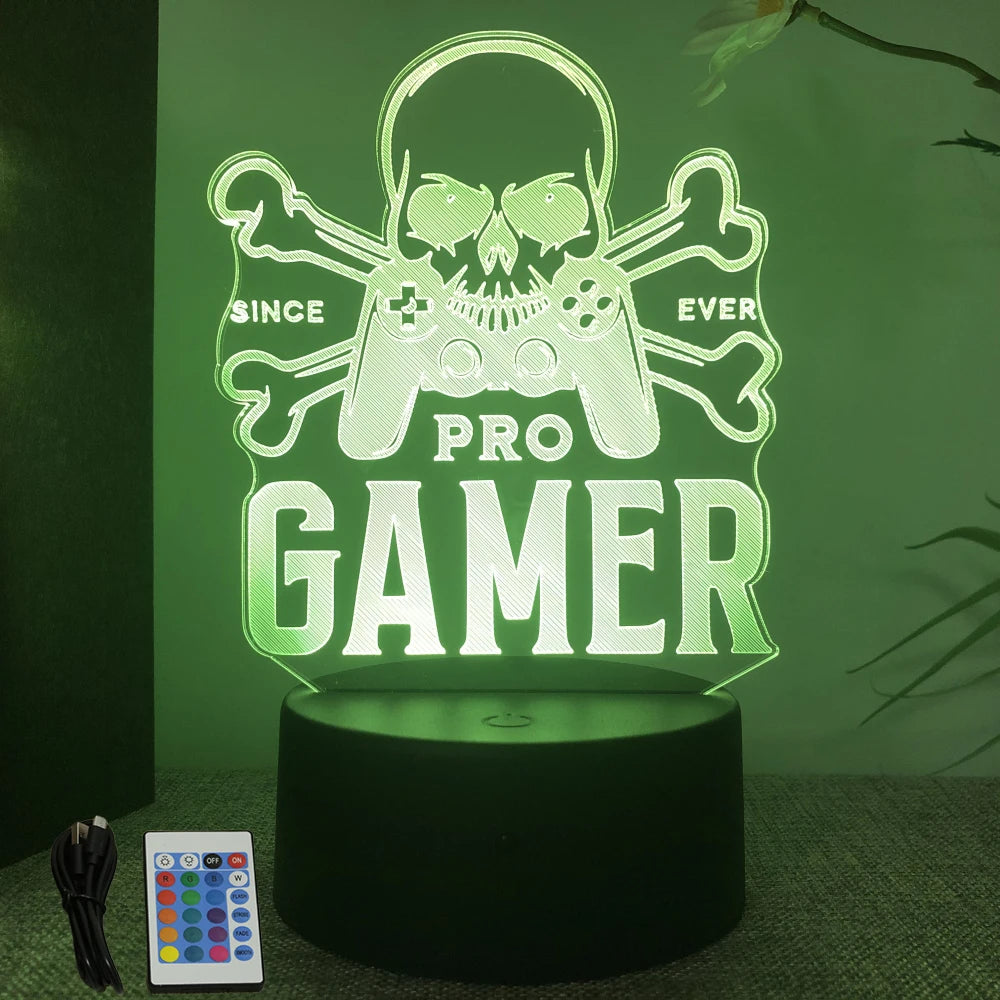 NEON GAMER 3D Lamp LED Night Light Gaming Setup RGB Children's Lamps Gamer Room Decoration Bedroom Table Lamp Personalized Gifts