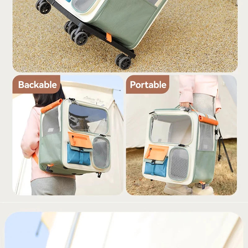 HOOPET Cats Travel Bag Portable Out Pet Trolley Suitcase Universal  Small Dogs Bag Cat Backpack Detachable Pet Supplies