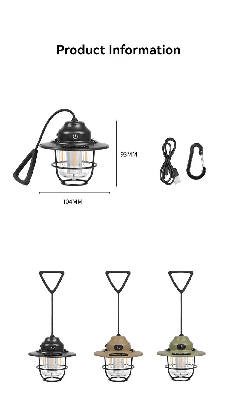 Shine Trip Outdoor Retro Smalldroplight, Campsite Lamp, Atmosphere Lamp, USB Charging Tent Light, LED Camping Hangling Lamp