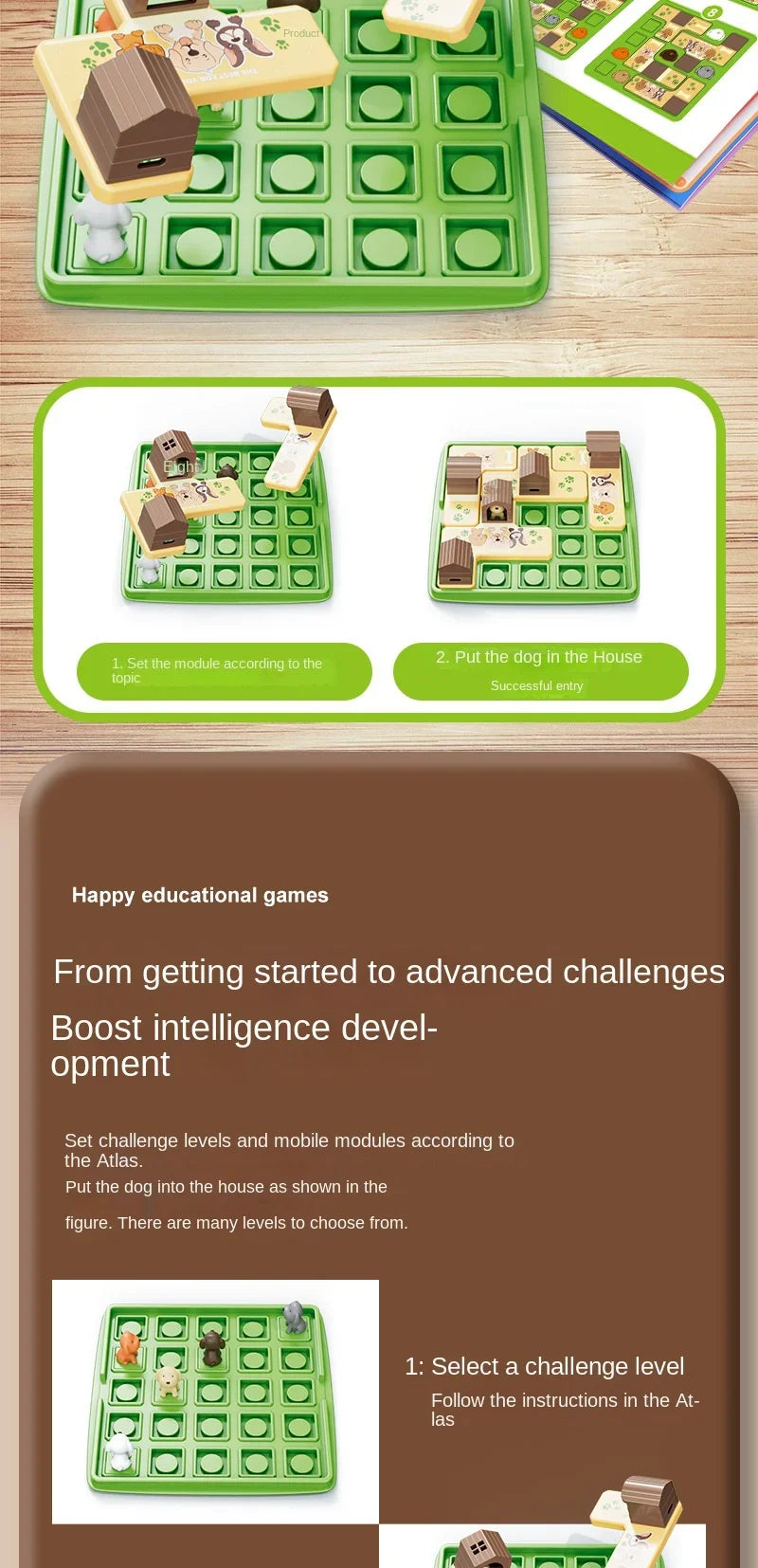 Children Logical Thinking Training Board Game Hidden Dog Maze Puzzles Educational Toys Parent-Child Interactive Children Gift