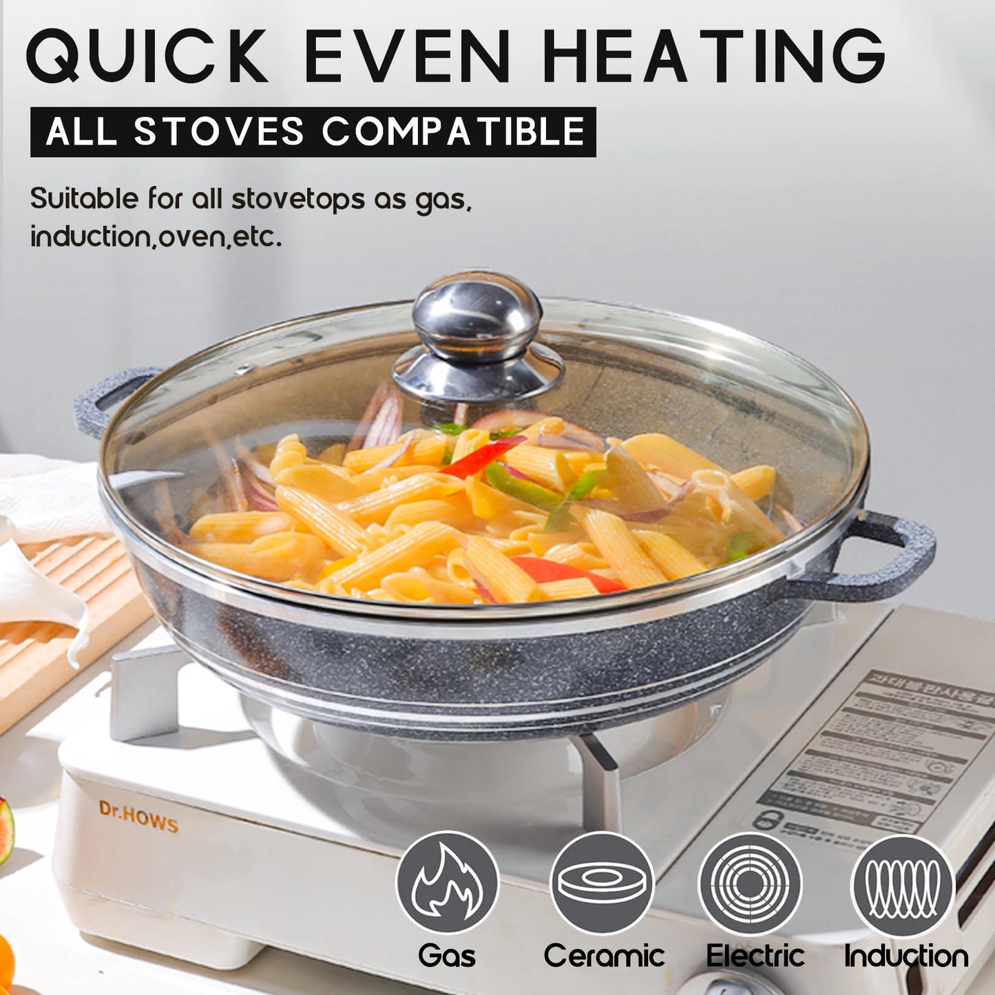 DONNOR 10-piece Stockpot Set with Glass Lid, Non-stick Cookware Set, PFOA PFOS Free, Fully Stovetop, Oven and Dishwasher Safe