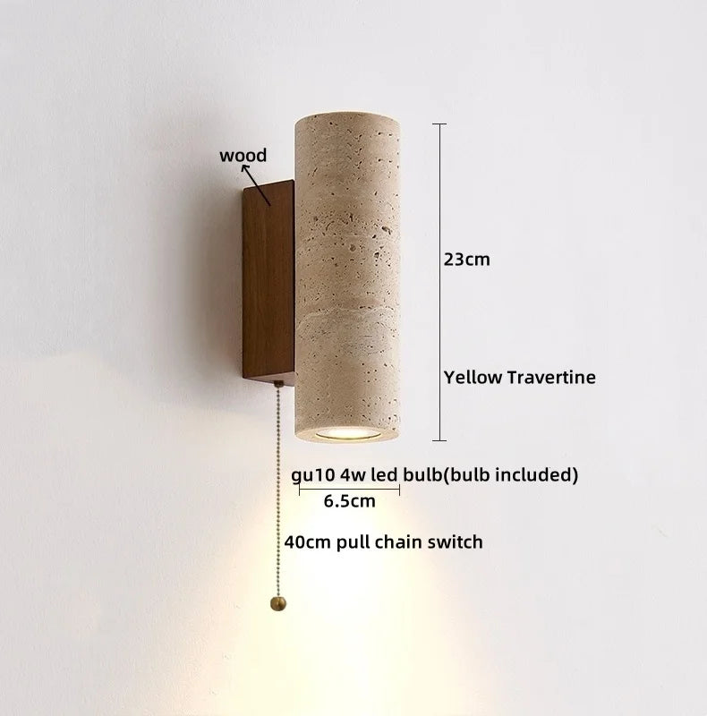 Simple Yellow Travertine Led Wall Lights For Balcony Bedroom Living Room Home Decor Modern Bedside Lamp Luminaria De Parede