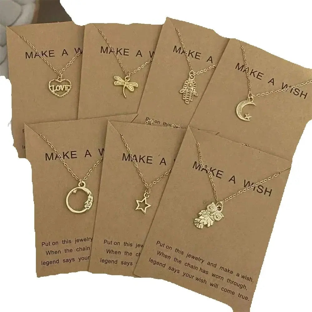 New Fashion Love Heart Pendant Necklace Animial Plam Geometric Trendy Gift Necklace Golden Color Collar Jewelry Wholesale