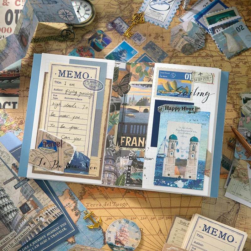 154 Pcs Vintage travel Handbook Gift Boxes School Student Reward Small Gifts Children's Gifts Scrapbook Supplies Stationery Set - AIAZ