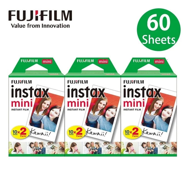 Fujifilm Instax Mini Film White Edge 10 20 40 60 80 100 Sheets For FUJI Instant Photo Camera Mini 12/11 Mini 9 8 7s 70 EVO Link