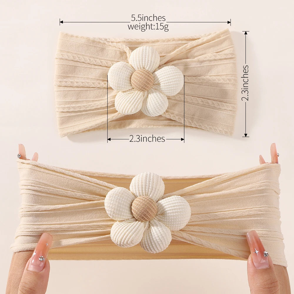 1Pc Baby Nylon Headscarf Astique Suitable Newborn Girl Flower Handmade Headband Elastic Hairband Turban Toddler Hair Accessories