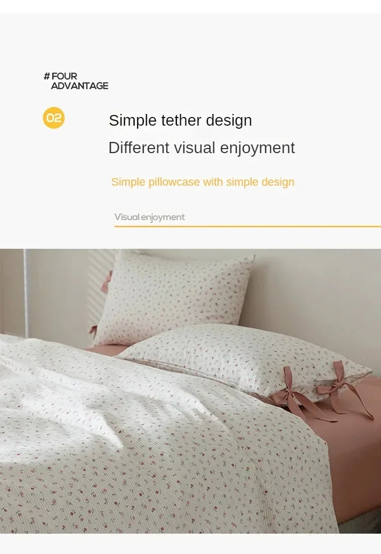 100% Cotton Bedding Set Flower Style Duvet Cover with Pillow Case Single Bedding Set Skincare Sheet Set