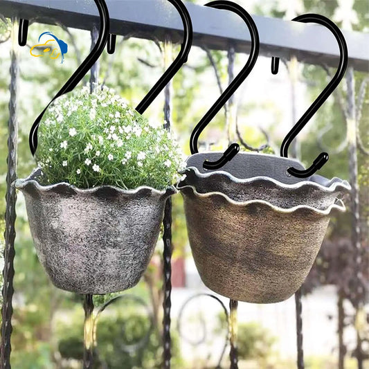 AEF4-24 Pack 6 Inch Large Heavy Duty S Hooks For Hanging, Non Slip Rubber Coated S Hooks,Steel Metal Hooks For Hanging