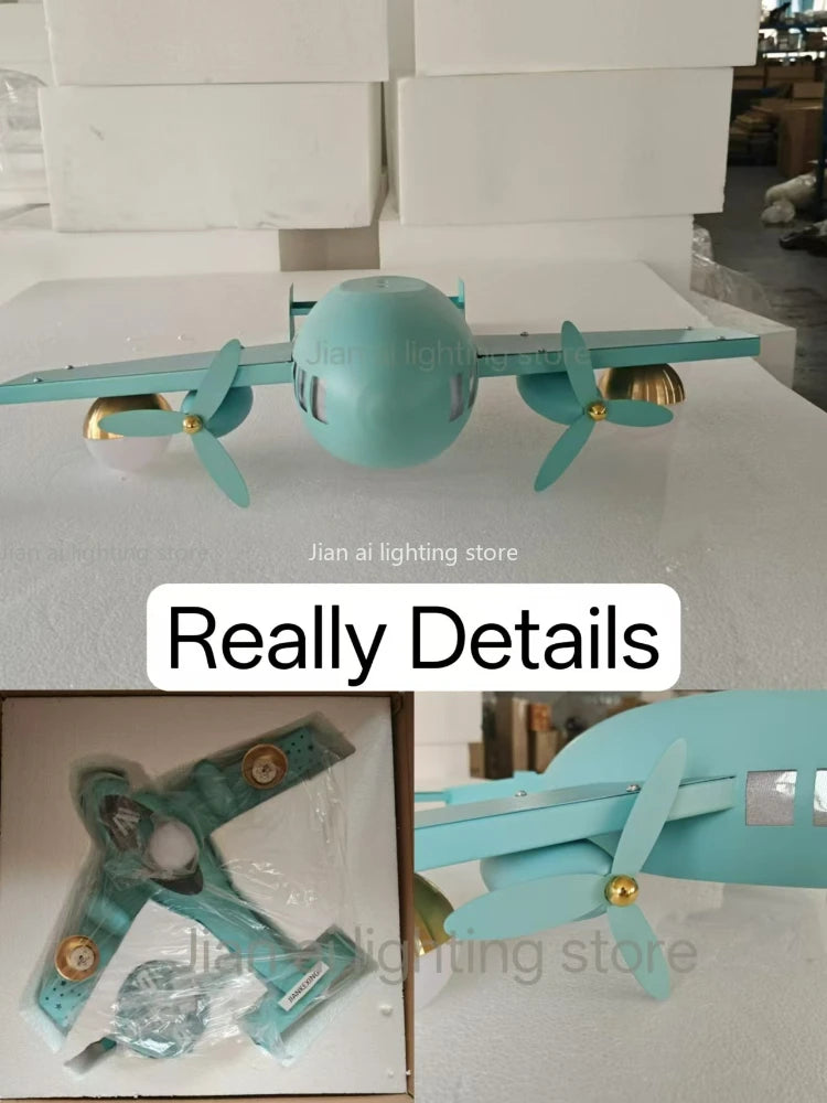 JIANKEXING Bedroom Lights Children's Room Lights Luxury Creative Cartoons Airplanes Chandeliers Modern Minimalist Boys Girls
