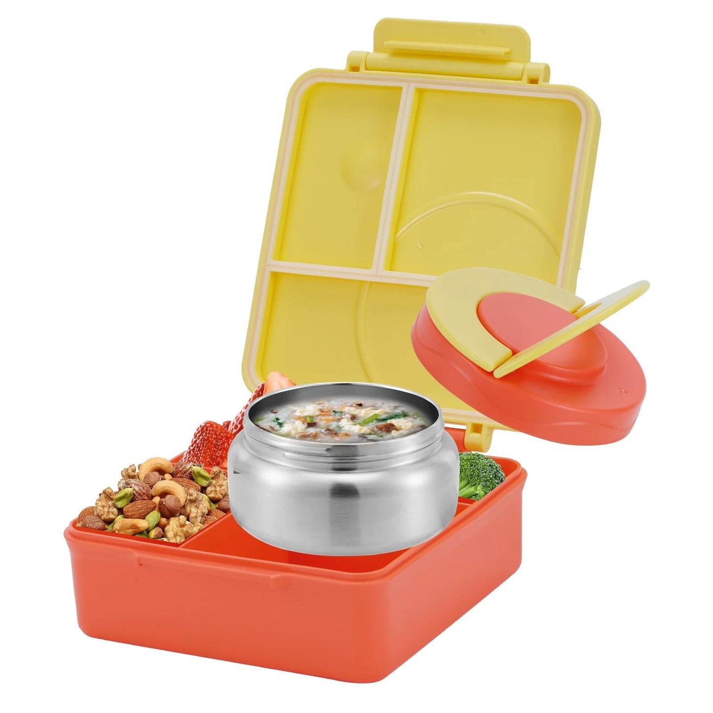Four-Grid Lunch Box With Insulated Soup, For Teenagers And Workers At School, Canteen, Back School - AIAZ