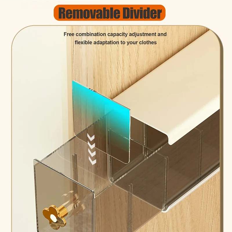 Wall-Mounted Drawer Storage Box, Transparent Multi-Grid Design, Suitable For Underwear, Socks And Ties